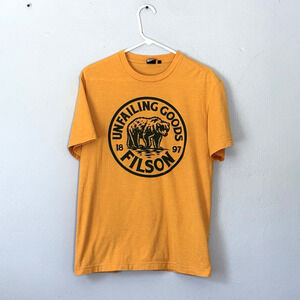 Filson Graphic T-Shirt Size Medium Golden Yellow Unfailing Goods Bear Logo Gorp